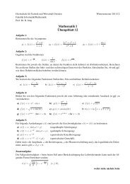 Mathematik I ¨Ubungsblatt 12 - Fakultät Informatik/Mathematik ...