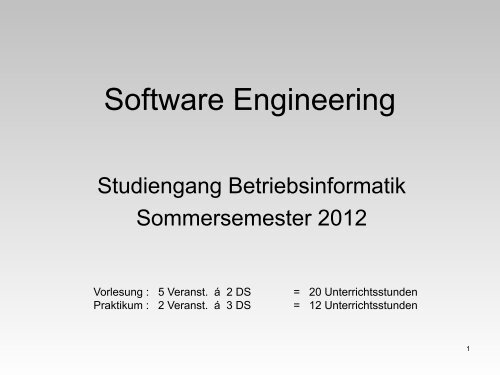 Präsentation zur Lehrveranstaltung "Software Engineering"