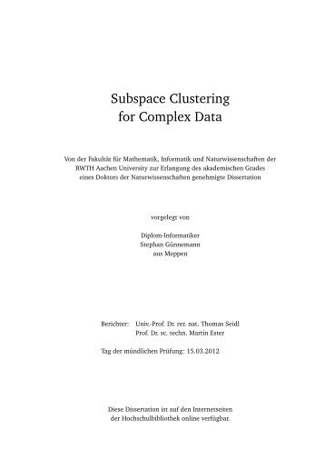 Subspace Clustering for Complex Data - Fachgruppe Informatik an ...