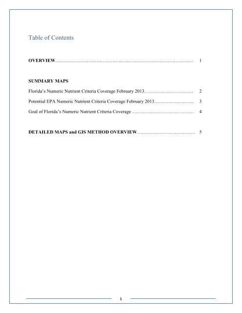 Comparison of FDEP and EPA Numeric Nutrient Criteria Coverage