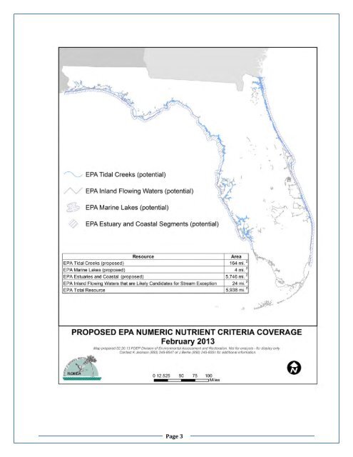 Comparison of FDEP and EPA Numeric Nutrient Criteria Coverage