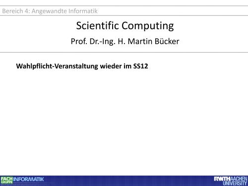 V3 Ã2, 6 ECTS - Fachgruppe Informatik an der RWTH Aachen