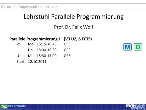 V3 Ã2, 6 ECTS - Fachgruppe Informatik an der RWTH Aachen