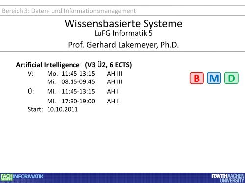 V3 Ã2, 6 ECTS - Fachgruppe Informatik an der RWTH Aachen