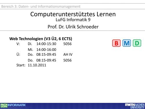 V3 Ã2, 6 ECTS - Fachgruppe Informatik an der RWTH Aachen