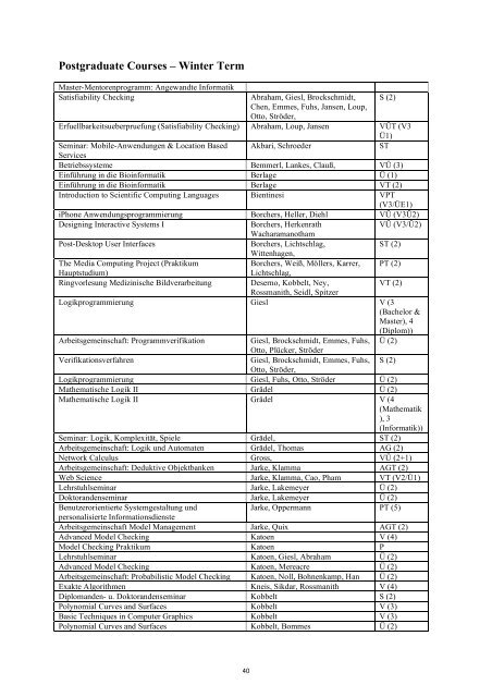 Annual Report 2010 - Fachgruppe Informatik an der RWTH Aachen ...