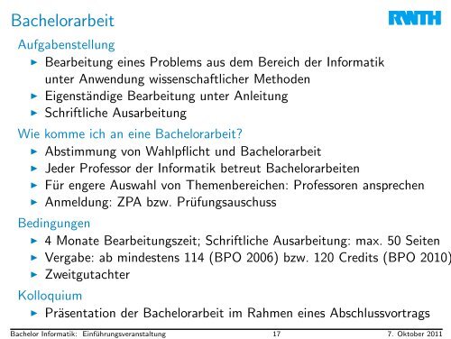 FacheinfÃ¼hrung Bachelor Informatik - Fachgruppe Informatik an der ...