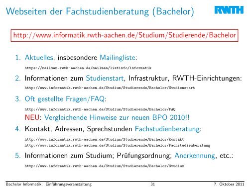 FacheinfÃ¼hrung Bachelor Informatik - Fachgruppe Informatik an der ...