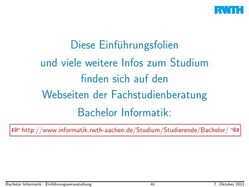 FacheinfÃ¼hrung Bachelor Informatik - Fachgruppe Informatik an der ...