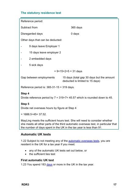 Statutory Residence Test - HM Revenue & Customs