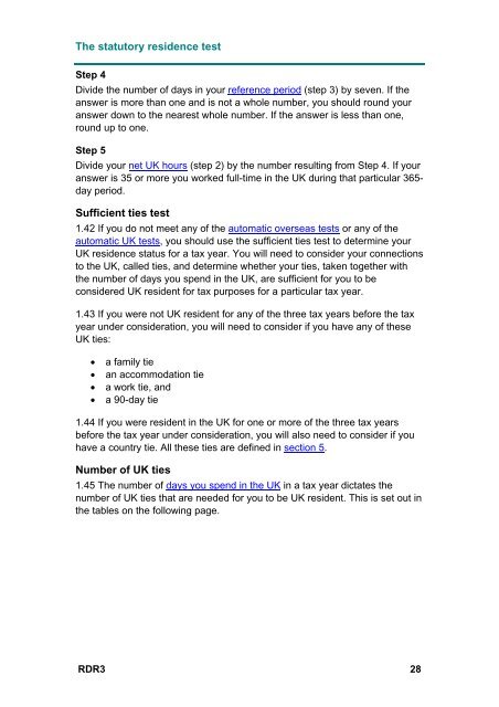 Statutory Residence Test - HM Revenue & Customs