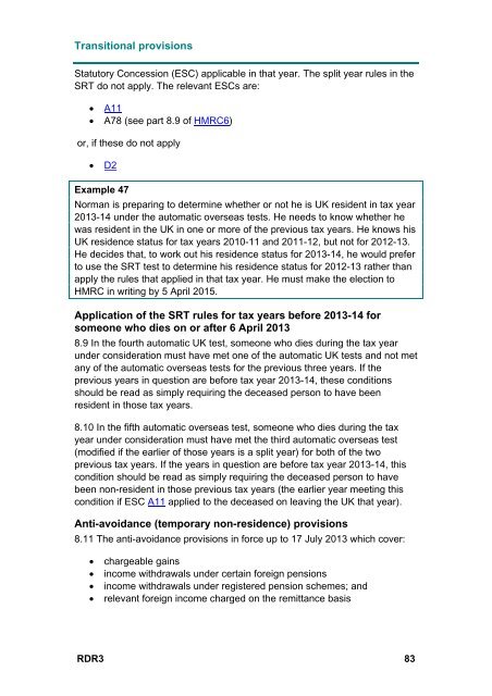 Statutory Residence Test - HM Revenue & Customs