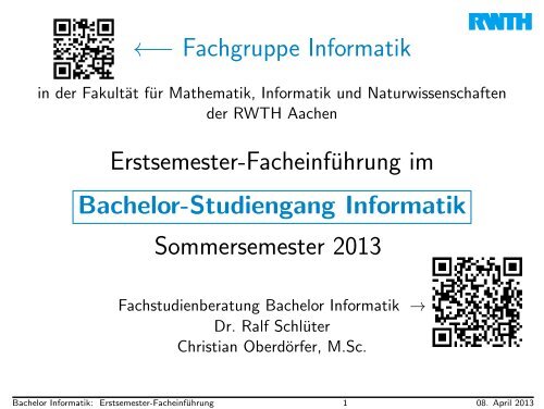 Folien Fachgruppe Informatik An Der Rwth chen