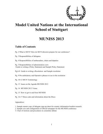 Model United Nations at the International School of Stuttgart ...