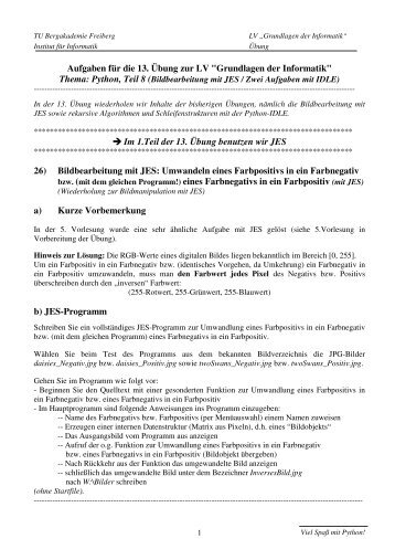 13. Ãbung: Python/8 (PDF 71KB) - Institut fÃ¼r Informatik - TU ...