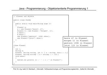 Java - Programmierung - Objektorientierte Programmierung 1