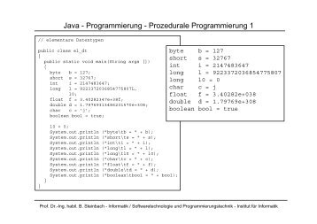 Java - Programmierung - Prozedurale Programmierung 1