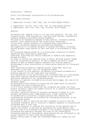 Abstract Title: Live Fetoscopic Visualization of 4D Ultrasound Data ...