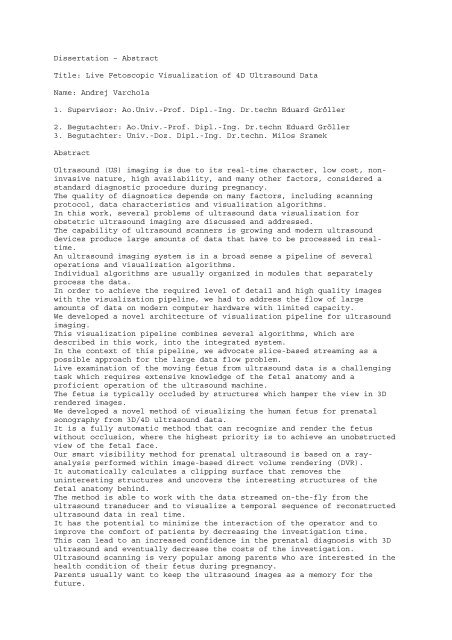 Abstract Title: Live Fetoscopic Visualization of 4D Ultrasound Data ...