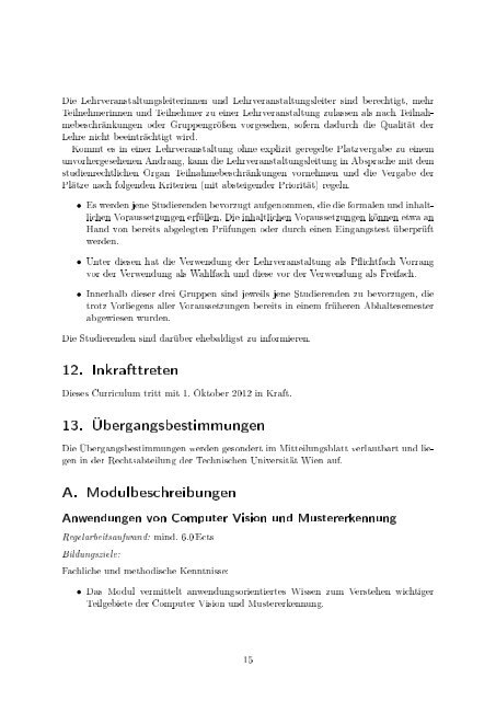 Masterstudium Visual Computing - Fakultät für Informatik, TU Wien