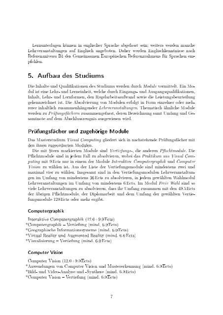 Masterstudium Visual Computing - Fakultät für Informatik, TU Wien