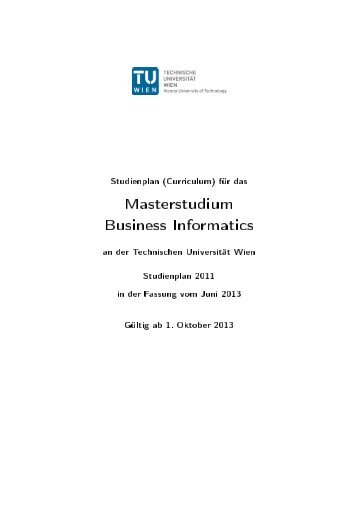 Masterstudium Business Informatics - Fakultät für Informatik, TU Wien