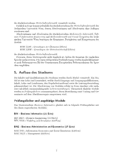 Masterstudium Business Informatics - Fakultät für Informatik, TU Wien