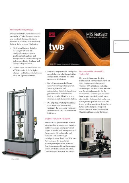 Elektromechanische Universalprüfsysteme MTS Criterion® Serie 40