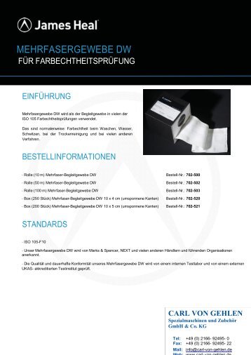 MEHRFASERGEWEBE DW - Carl von Gehlen Gmbh & Co. KG