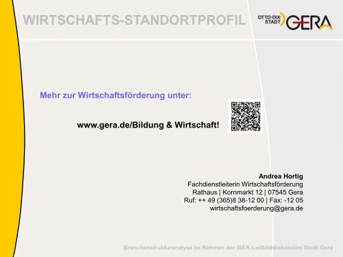 Vortrag Andrea Hortig Branchanalyse 23.04.13 - Stadt Gera