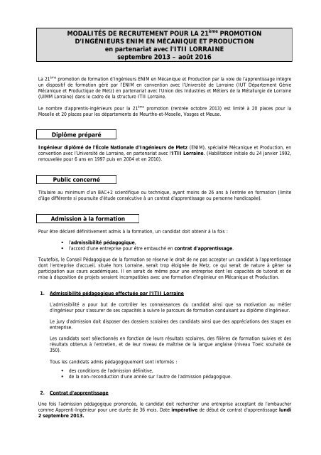 MODALITÉS DE RECRUTEMENT Apprentis MP - Ecole Nationale d ...