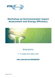 Workshop on Environmental Impact Assessment and Energy ... - ETSI
