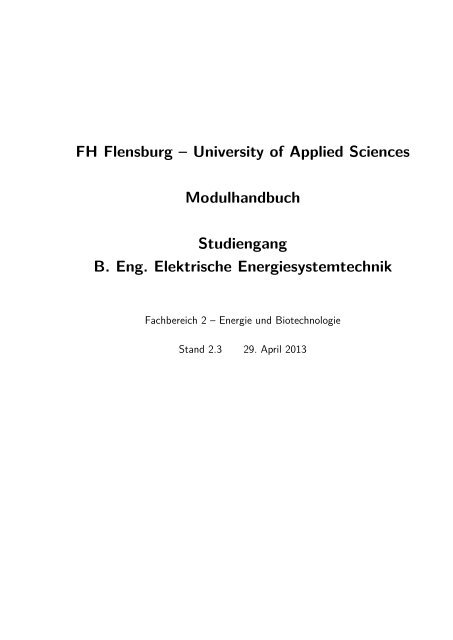 Modulhandbuch als pdf - Fachhochschule Flensburg