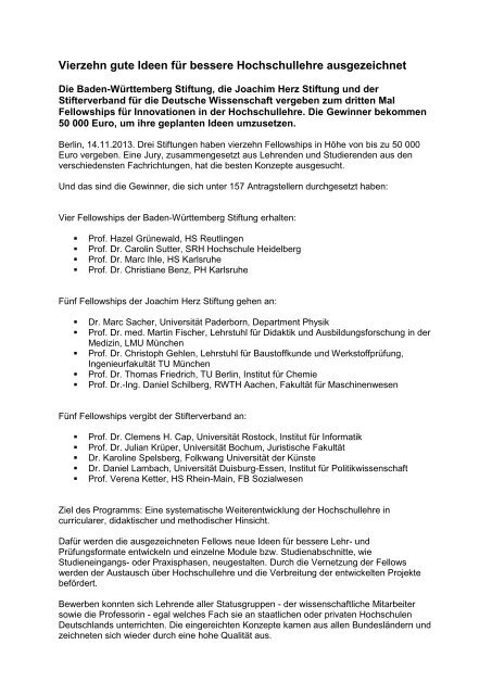 Pressemitteilung - Baden-Württemberg Stiftung