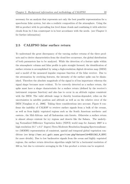 Cloud Statistics from Calipso Lidar Data for the ... - espace-tum.de