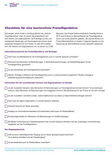 Checkliste für eine barrierefreie Freiwilligenbörse - Diakonisches ...