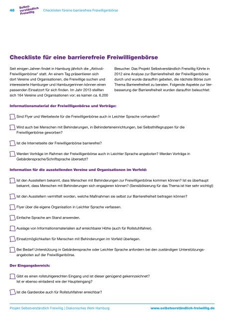 Checkliste für eine barrierefreie Freiwilligenbörse - Diakonisches ...