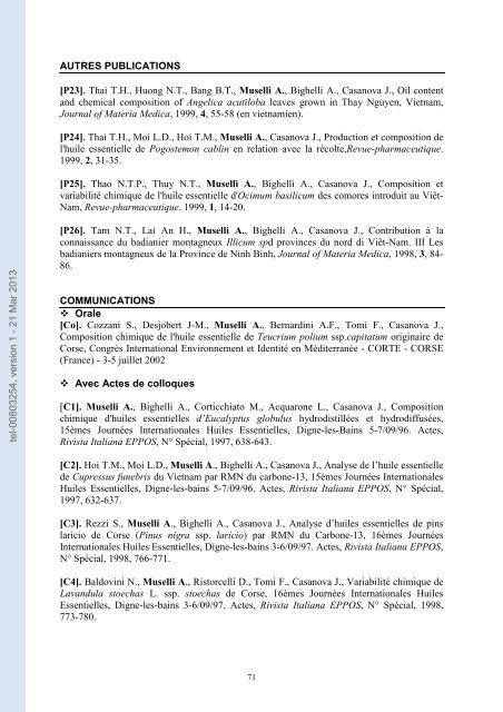 Analyse des mélanges complexes de volatils issus des végétaux.