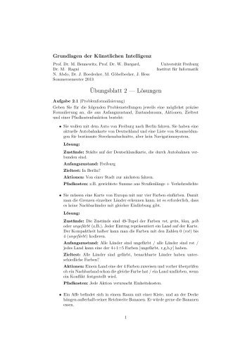 ¨Ubungsblatt 2 — Lösungen - Institut für Informatik