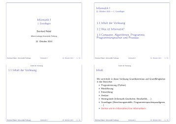 Informatik I - Albert-Ludwigs-Universität Freiburg