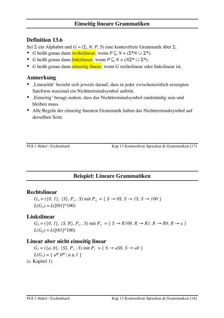 Kontextfreie Sprachen & Kellerautomaten