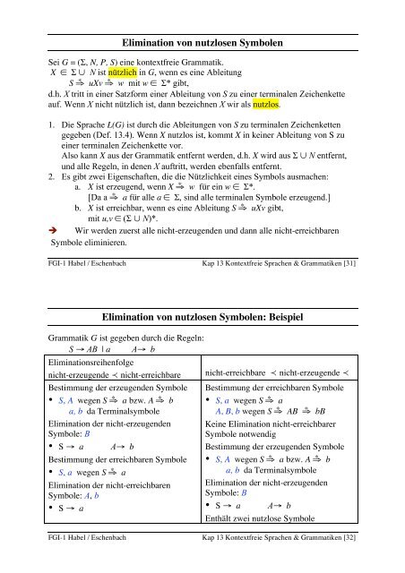 Kontextfreie Sprachen & Kellerautomaten