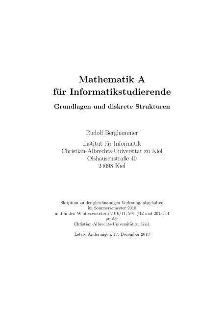 Mathematik A für Informatikstudierende - Institut für Informatik