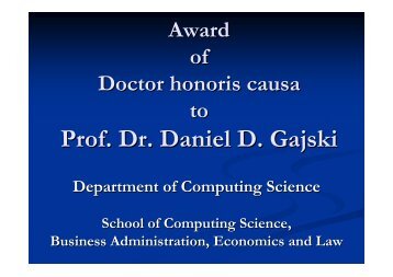 Prof. Dr. Daniel D. Gajski - Department fÃ¼r Informatik