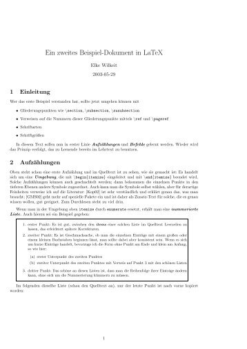 Ein zweites Beispiel-Dokument in LaTeX