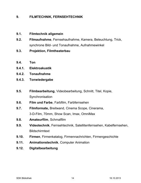 BIBLIOTHEKSSYSTEMATIK - Deutsche Kinemathek