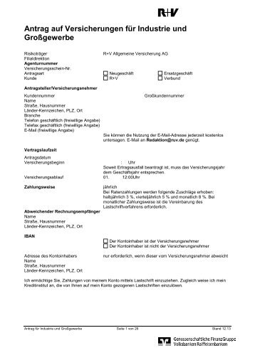 Antrag Industrie Großgewerbe - R+V Maklerportal - R+V Versicherung