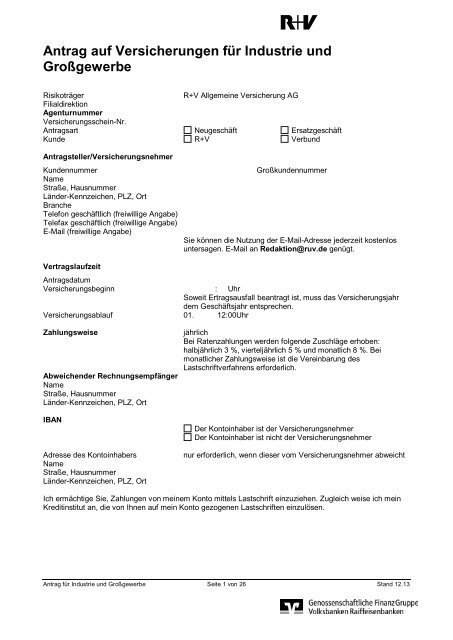 Antrag Industrie Großgewerbe - R+V Maklerportal - R+V Versicherung