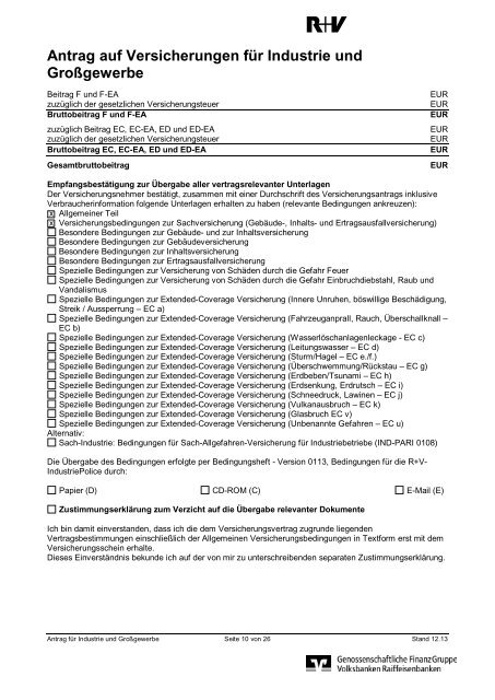 Antrag Industrie Großgewerbe - R+V Maklerportal - R+V Versicherung