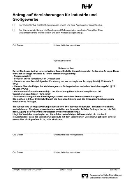 Antrag Industrie Großgewerbe - R+V Maklerportal - R+V Versicherung